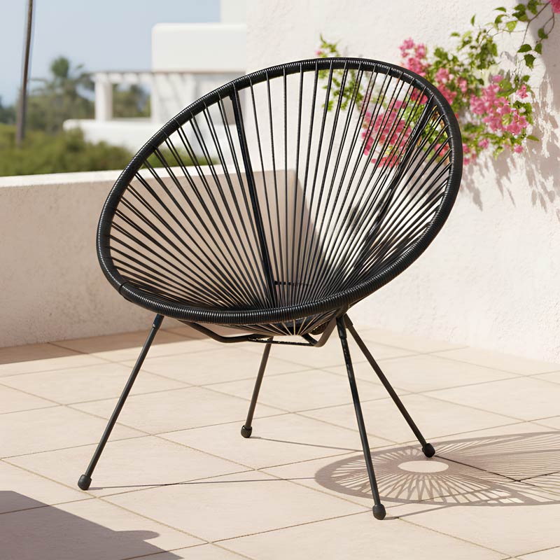 Fauteuil filaire 'Borneo' noir