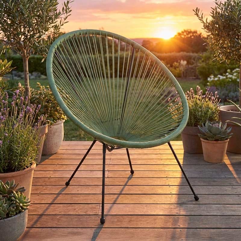 Fauteuil filaire 'Borneo' kaki