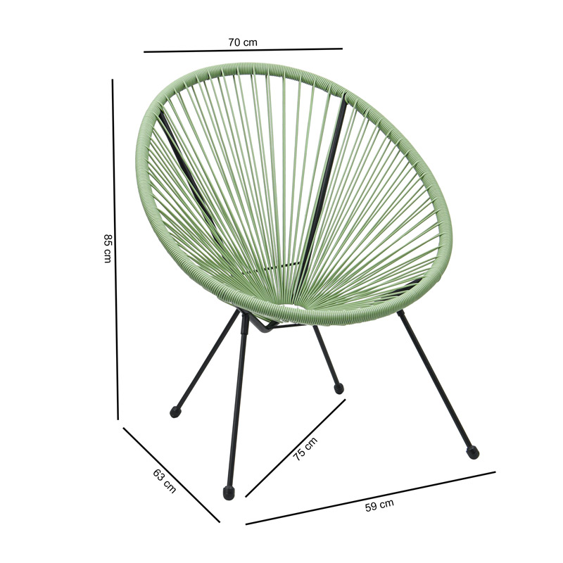 Fauteuil filaire 'Borneo' kaki
