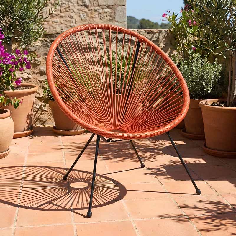 Fauteuil filaire 'Borneo' terracotta