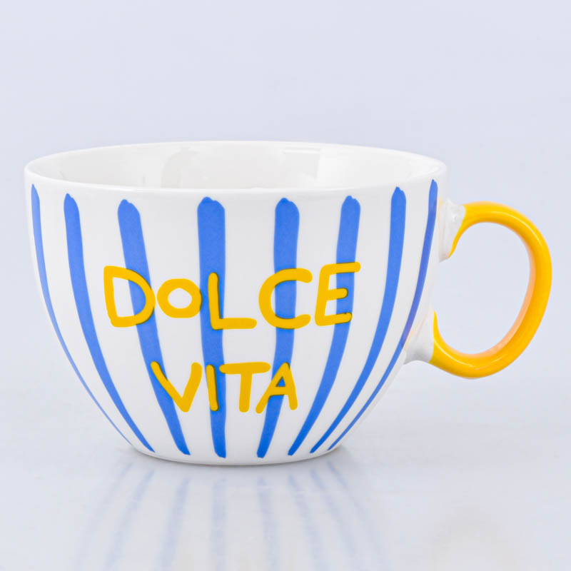 Jumbo 'Dolce Vita' rayé bleu et jaune 40cl 