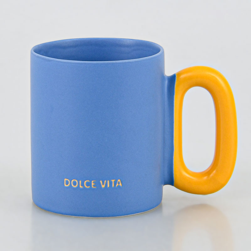Mug droit coloré 'Dolce Vita' bleu et jaune