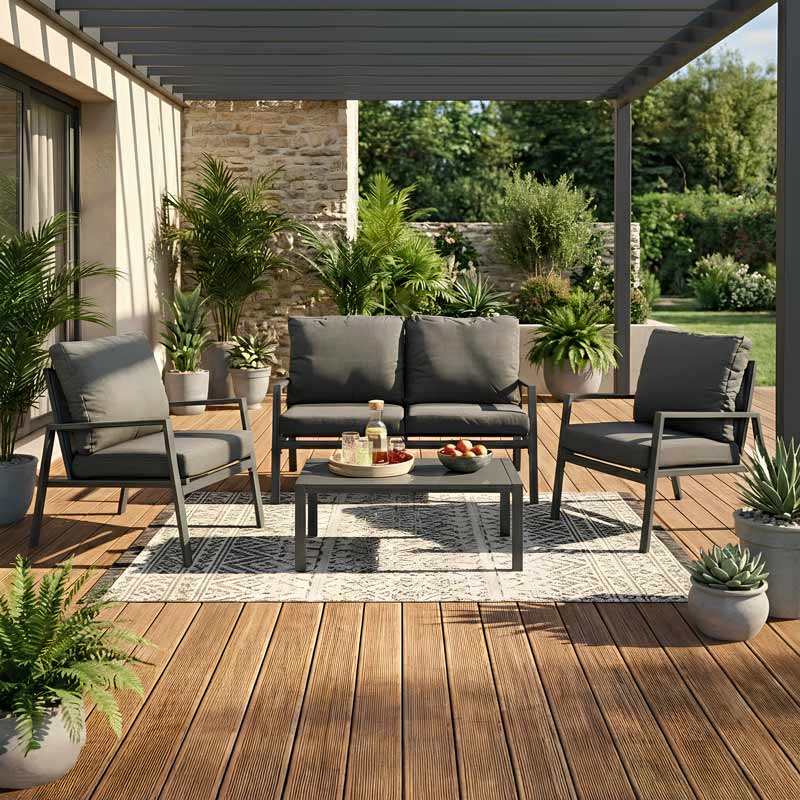 Salon de jardin 4 pièces 'Ibiza' gris