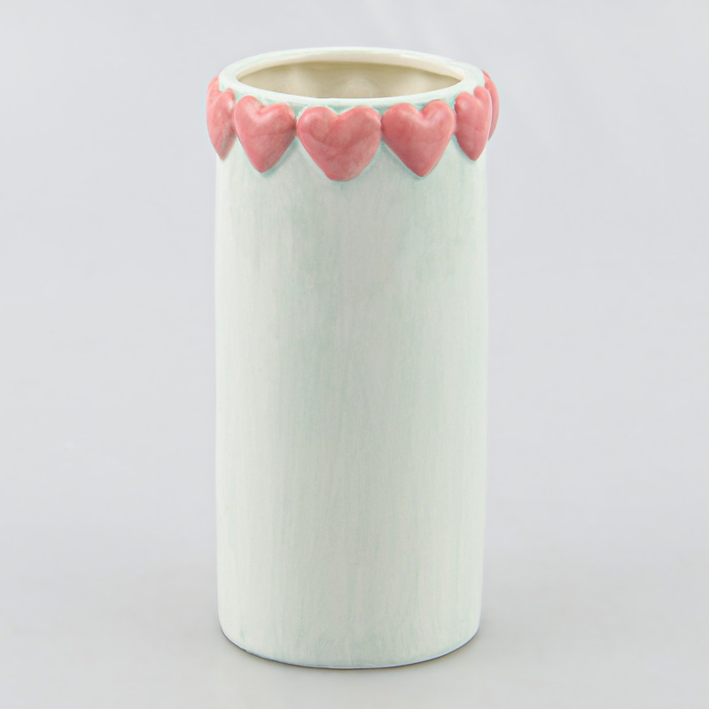 Vase 'Petits coeurs' blanc et rose