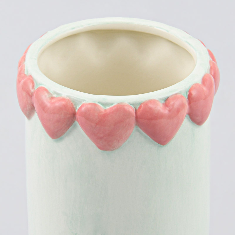 Vase 'Petits coeurs' blanc et rose