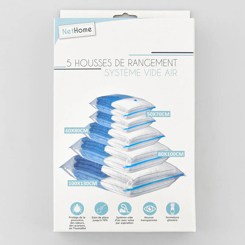 Lot de 5 housses de rangement sous vide