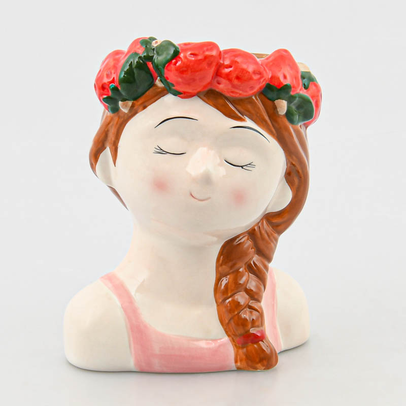 Cache-pot fillette 'Soleil and Co' rose rouge