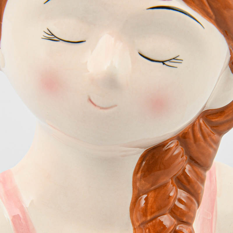 Cache-pot fillette 'Soleil and Co' rose rouge