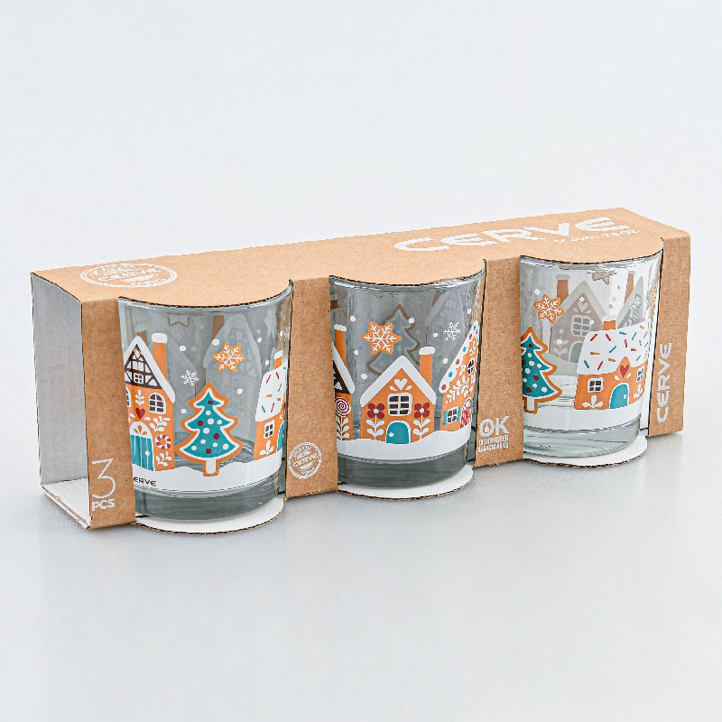 Lot de 3 verres 'Cottage' décor Noël