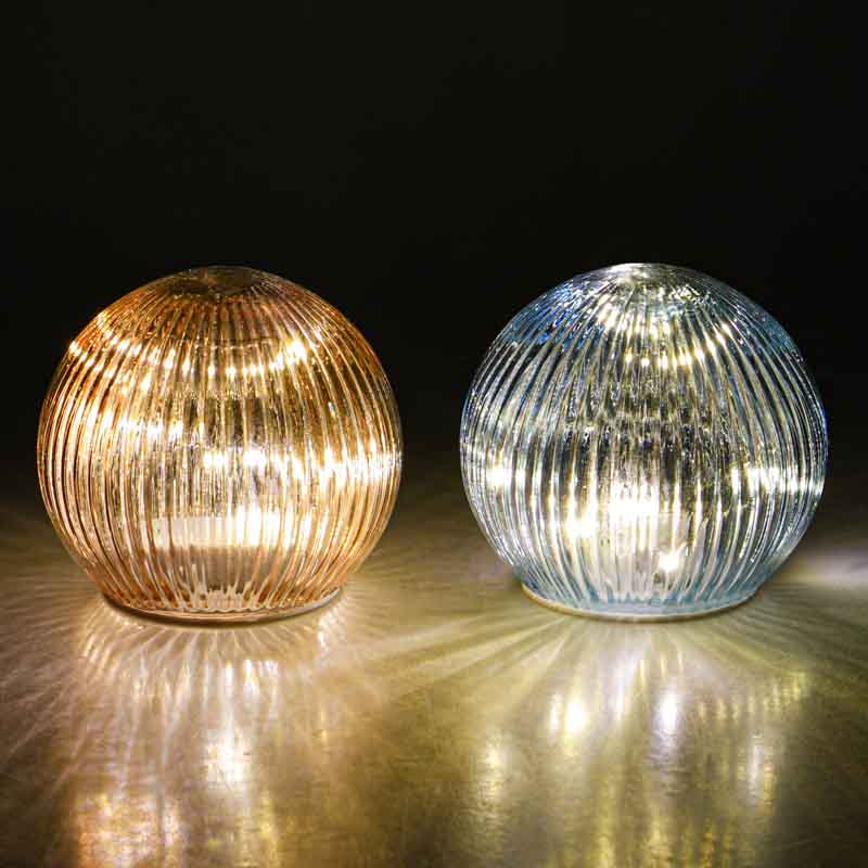 Boule lumineuse en verre striée 