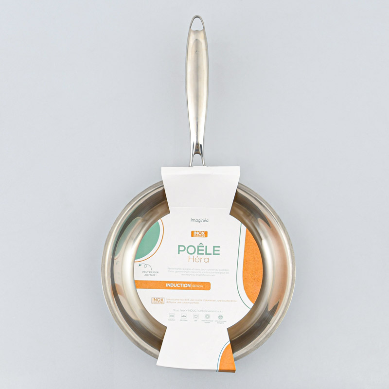 Poêle 'Hera' couleur inox triple fond 