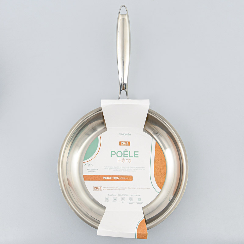 Poêle 'Hera' couleur inox triple fond 