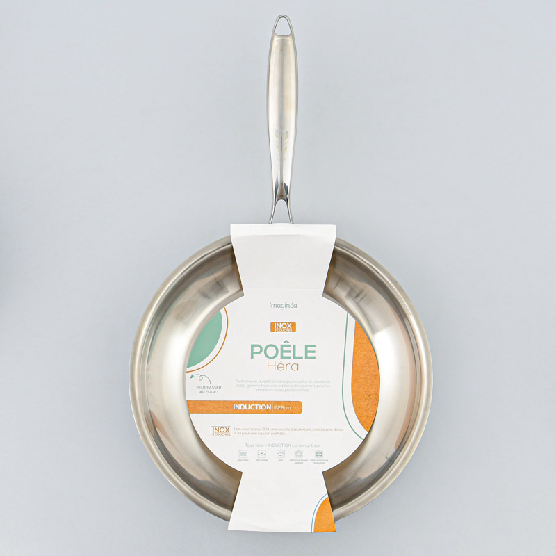 Poêle 'Hera' couleur inox triple fond 