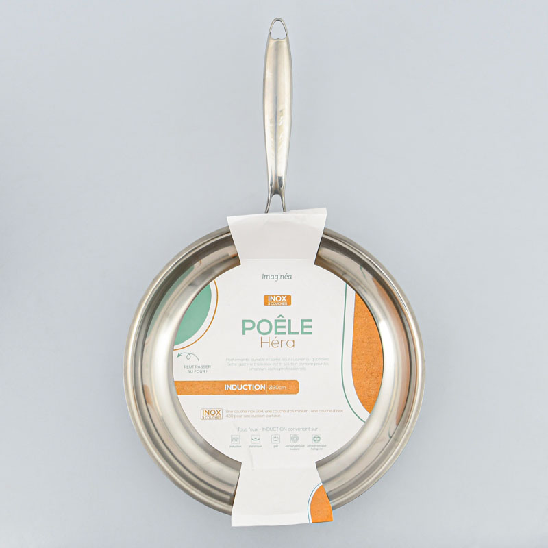 Poêle 'Hera' couleur inox triple fond 