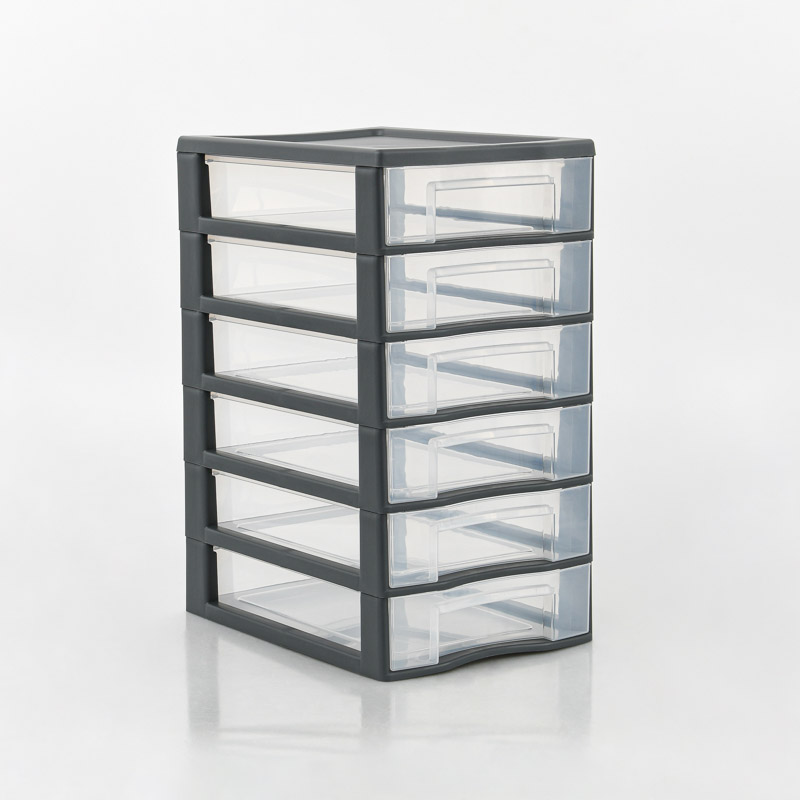 Tour de rangement 6 tiroirs gris Sundis