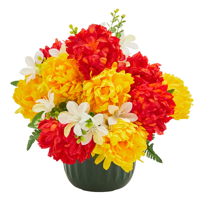 Potée de chrysanthèmes artificielles 