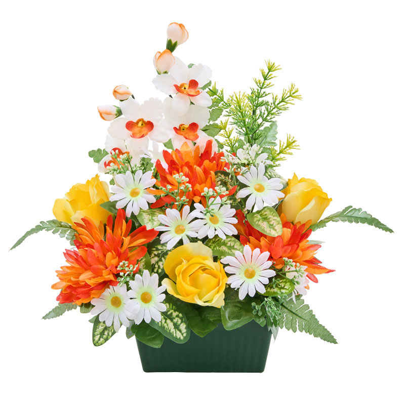 Mini jardinière de roses et orchidées