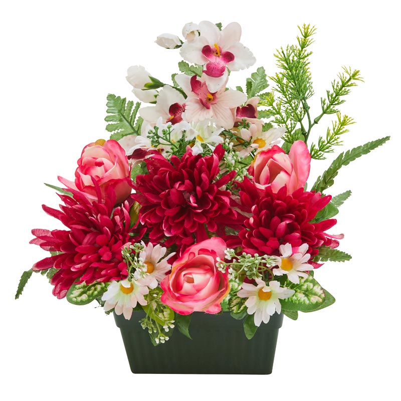 Mini jardinière de roses et orchidées