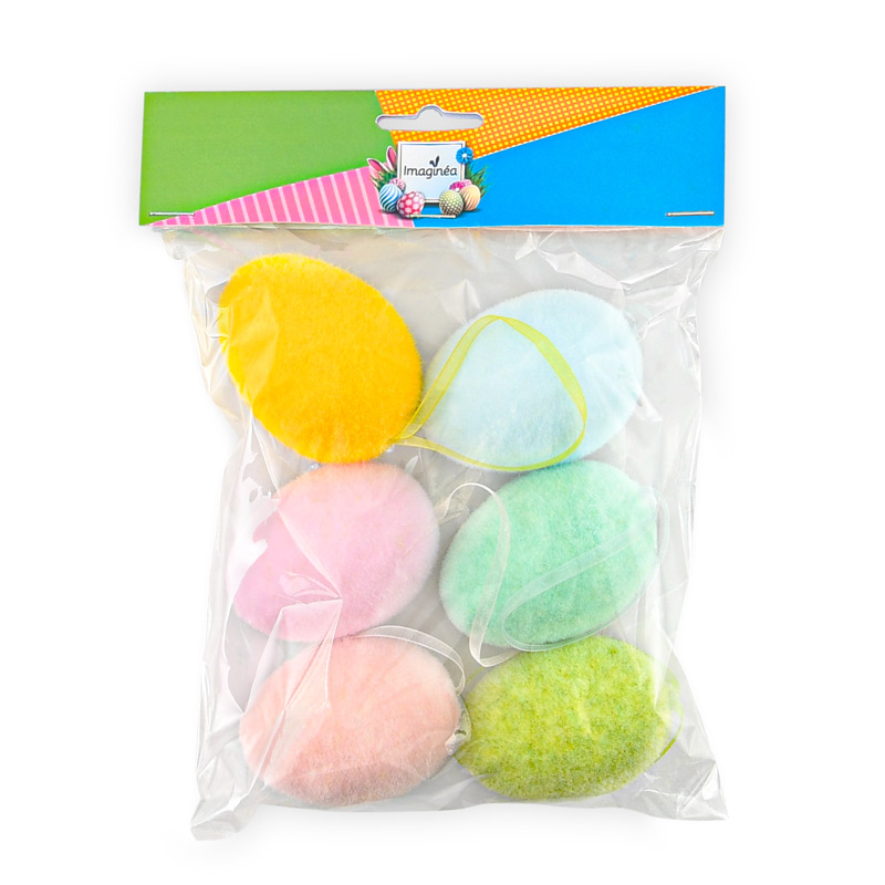 Lot de 6 oeufs à suspendre multicolore