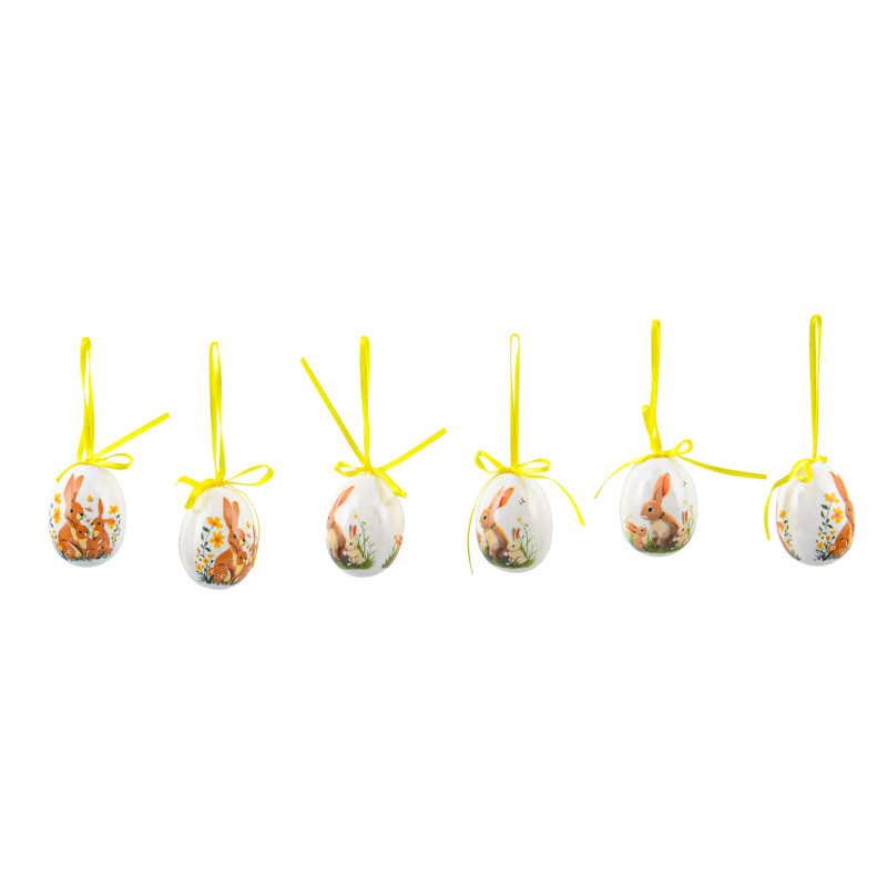 Lot de 6 oeufs de Pâques à suspendre 