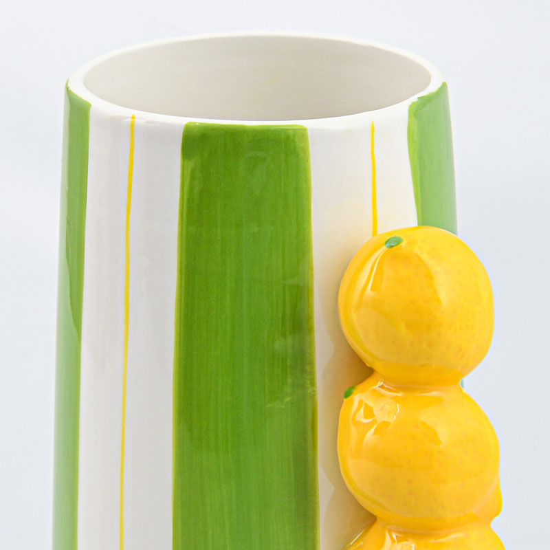 Vase avec anse citrons 'Solaya' vert et jaune