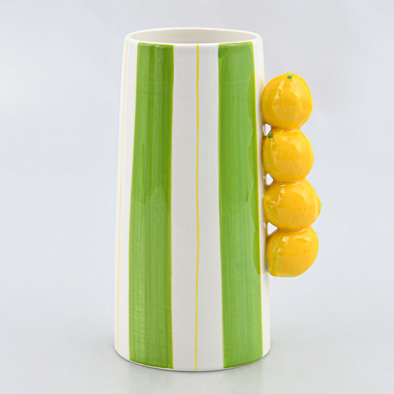 Vase avec anse citrons 'Solaya' vert et jaune