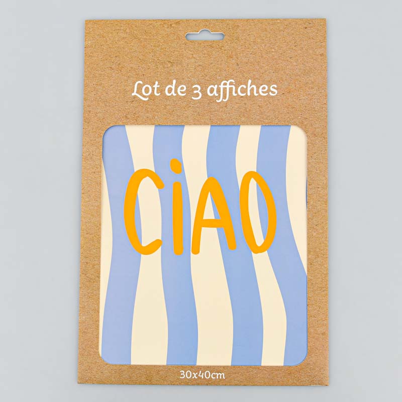 Lot de 3 affiches papier cocktail 