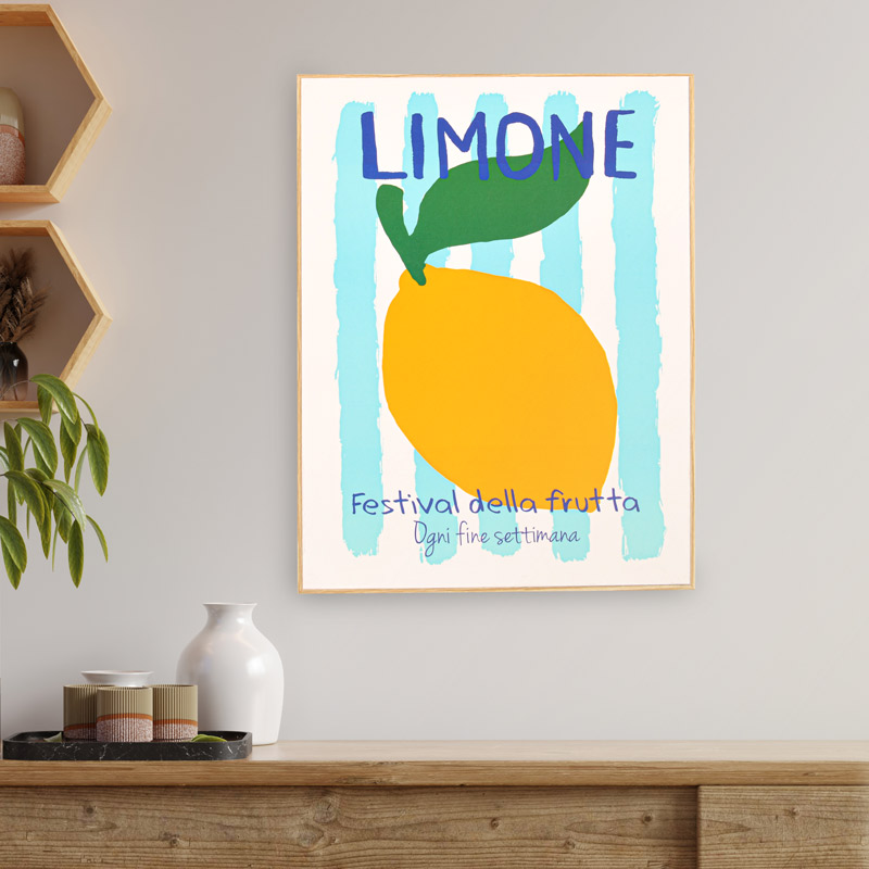 Cadre décoratif 'Limone' lignes bleues