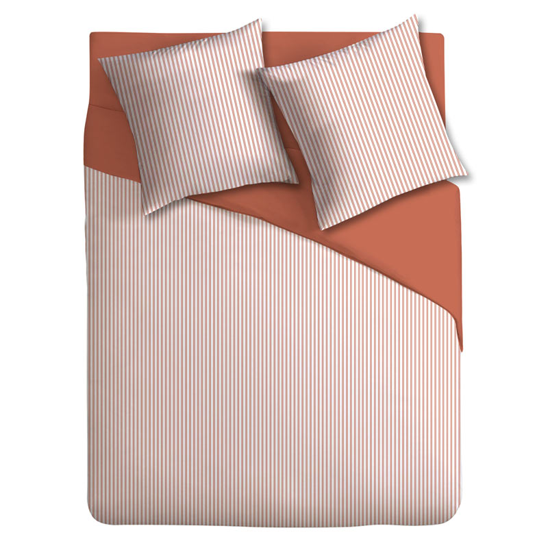 Parure de lit 'Iris' à rayures terracotta