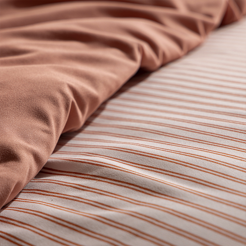 Parure de lit 'Iris' à rayures terracotta