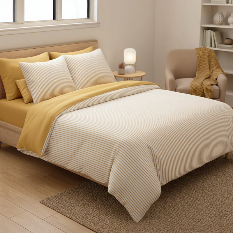 Parure de lit 'Iris' à rayures jaunes