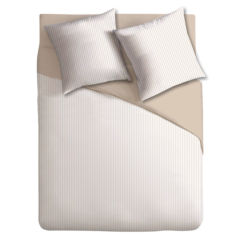 Parure de lit 'Iris' à rayures beiges