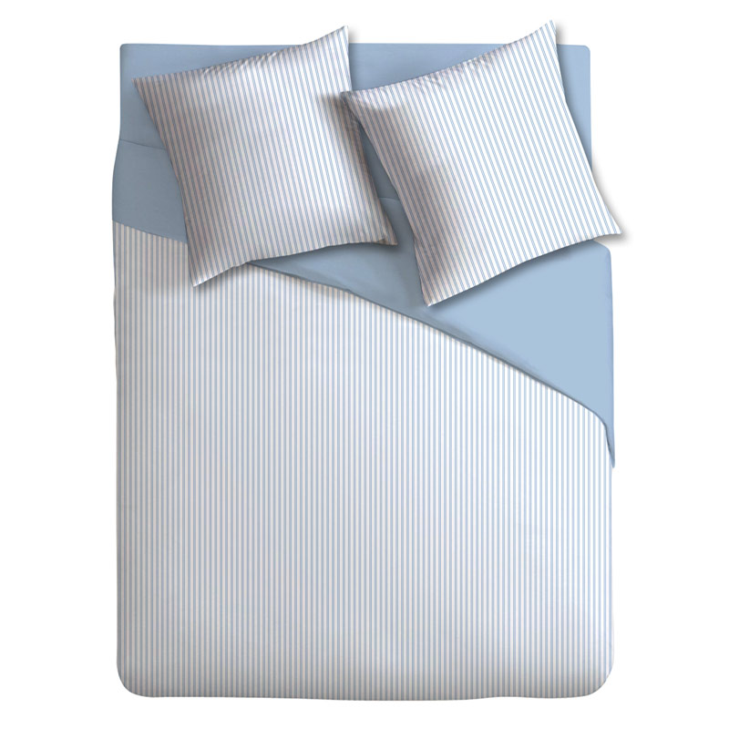 Parure de lit 'Iris' à rayures bleues