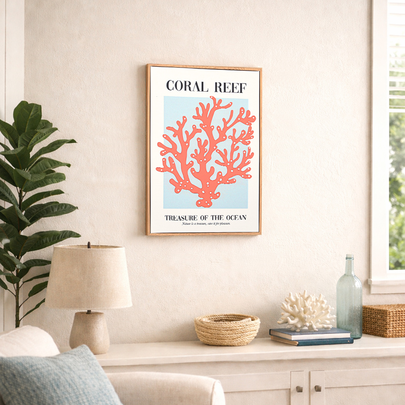 Cadre décoratif 'Coral Reef' rouge et bleu