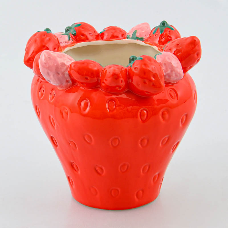Vase forme fraise 'Fraisy' rouge et rose