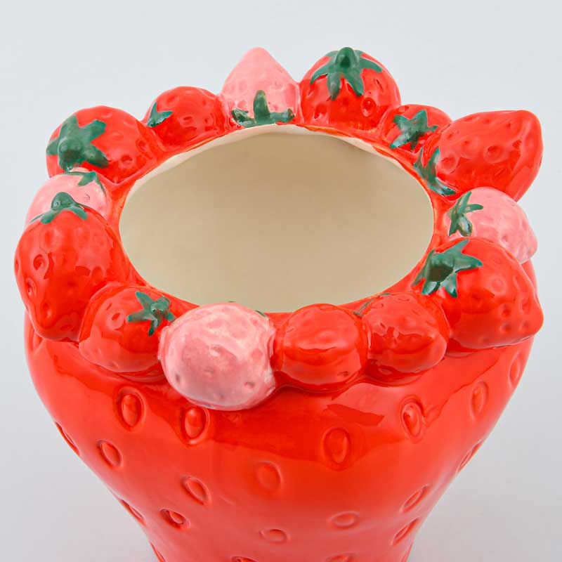 Vase forme fraise 'Fraisy' rouge et rose