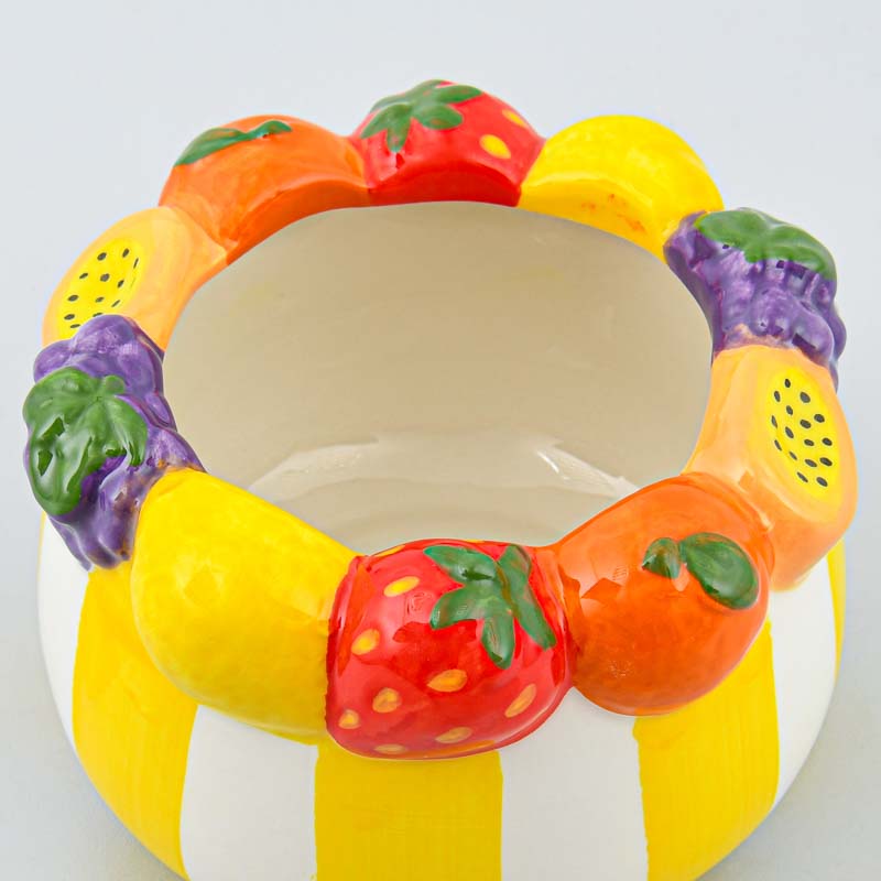 Cache-pot 'Fruty' avec lignes jaunes