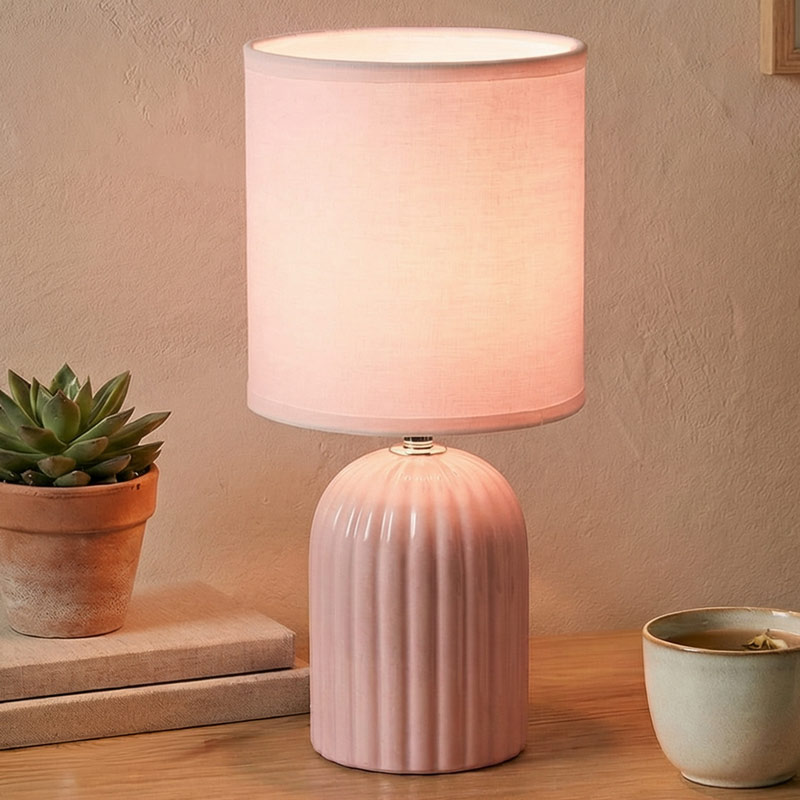 Lampe avec abat-jour 'Luméa' rose