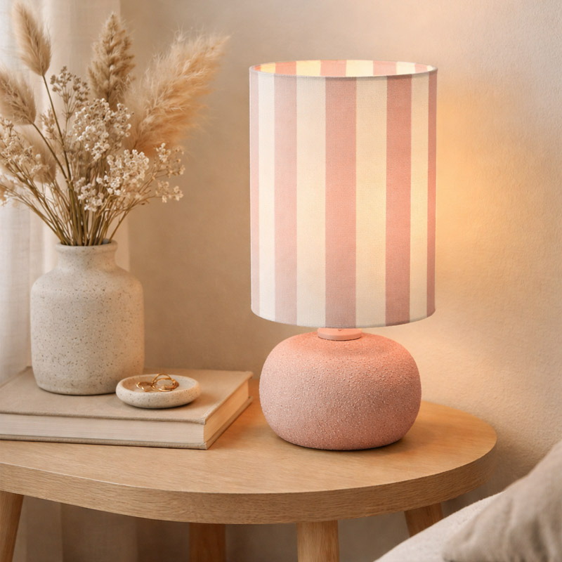 Lampe avec abat-jour 'Sylma' rose