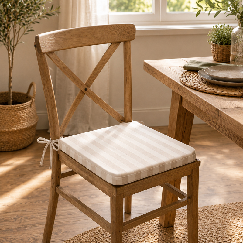 Dessus de chaise à lignes 'Thea' beige 