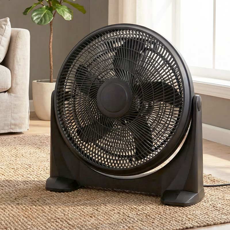 Ventilateur de sol noir inclinable 