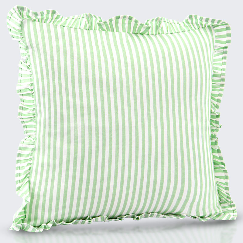 Coussin 'Judy' à volants et lignes verts