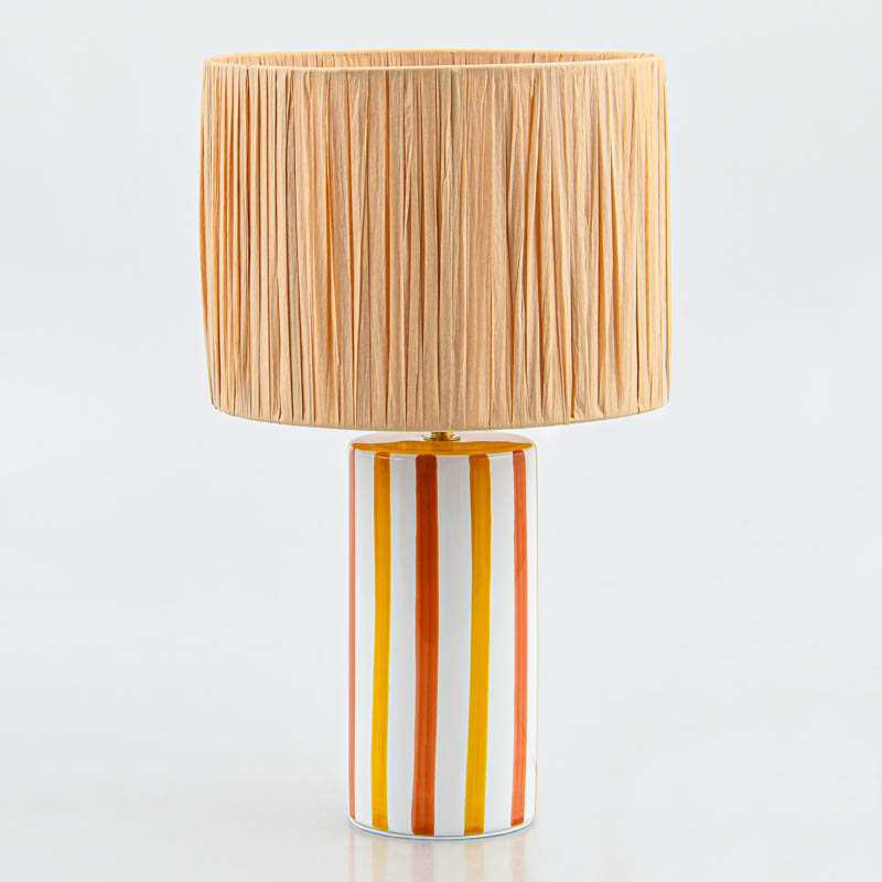 Lampe à poser 'Helori' à rayures jaune orange