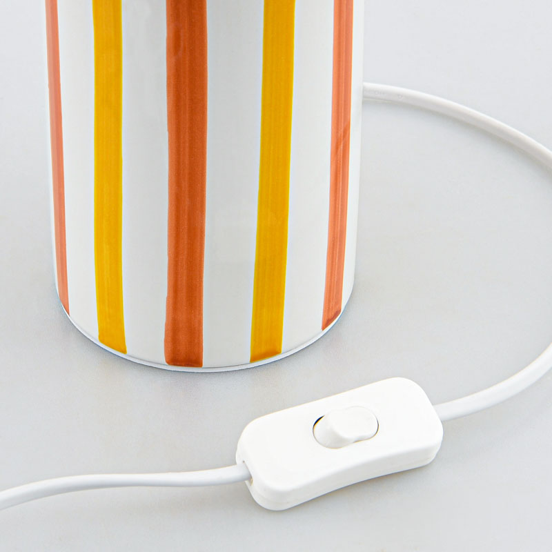 Lampe à poser 'Helori' à rayures jaune orange