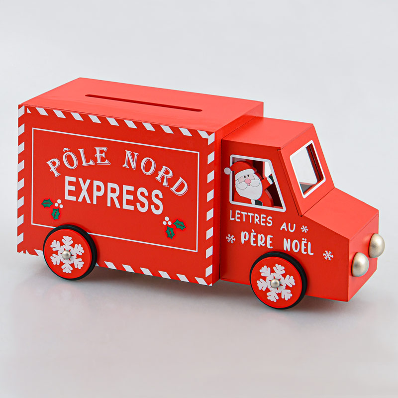 Camion lettres au père Noël rouge