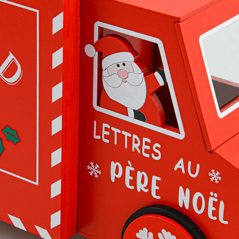 Camion lettres au père Noël rouge