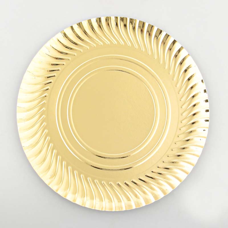 Lot de 3 plateaux ronds dorés en carton