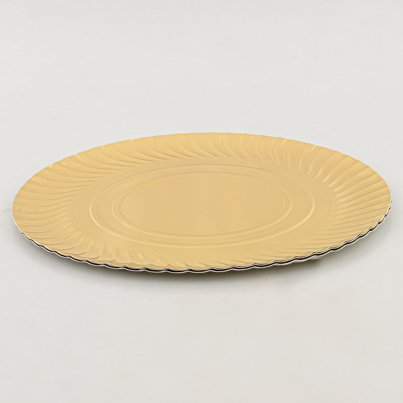 Lot de 3 plateaux ronds dorés en carton
