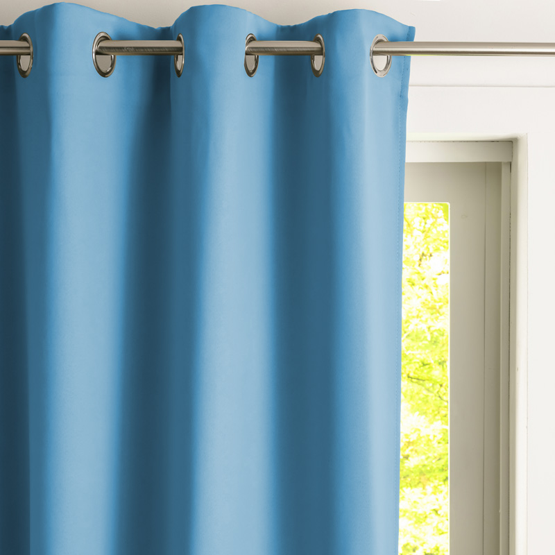 Rideau occultant uni bleu myosotis