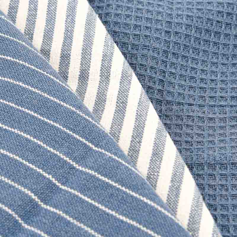 Lot de 3 torchons bleu et blanc 